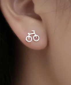 Dainty Silver Bicycle Earrings
