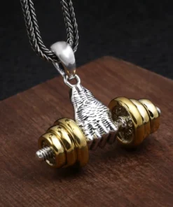 Power Dumbbell Barbell Pendant Necklace