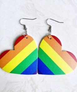 Rainbow Heart Earrings For Women