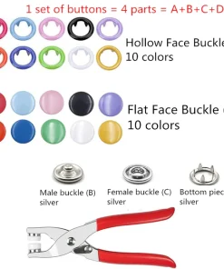 Metal Snap Buttons With Fastener Pliers Press Tool Kit