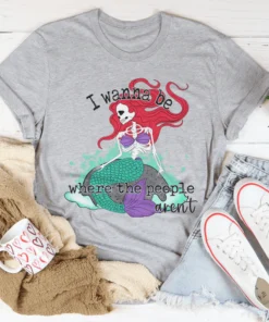 I Wanna Be Where The People Aren't Skull Mermaid Tee
