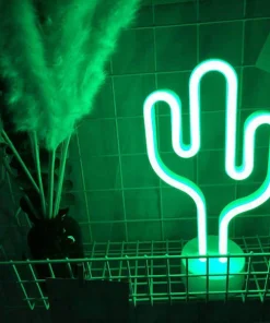 Glow In The Dark Neon Cactus Lamp & Desk Light With Detachable Base