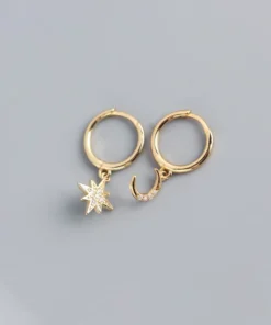 Star & Crescent Moon Hoop Earrings