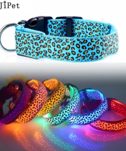 Adjustable LED Safety Nylon Leopard Dog Collar