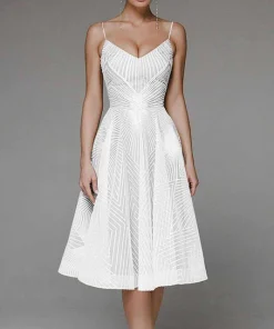 Stylish V-neck Strap A-line Dress