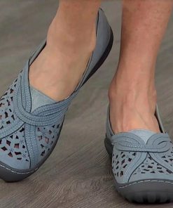 Hole Embroidered Toe Cap Casual Womens Shoes