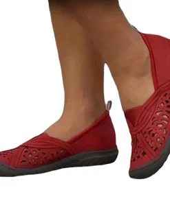 Hole Embroidered Toe Cap Casual Womens Shoes