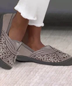 Hole Embroidered Toe Cap Casual Womens Shoes