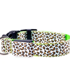 Adjustable LED Safety Nylon Leopard Dog Collar
