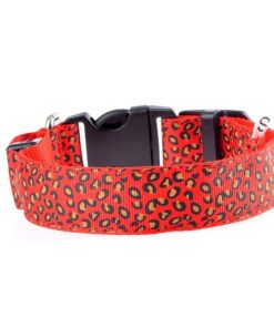 Adjustable LED Safety Nylon Leopard Dog Collar