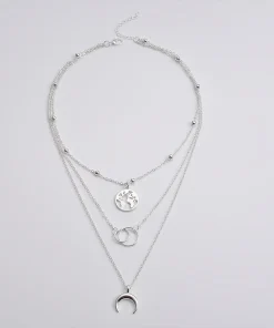 Fashionable Multilayer Boho Moon Map Necklace