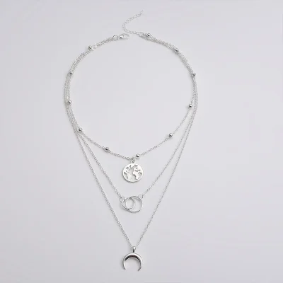 Fashionable Multilayer Boho Moon Map Necklace