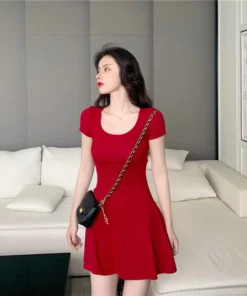 Fit & Flare Crossback Red Mini Dress