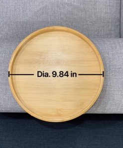Bamboo Sofa Armrest Clip-On Round Tray