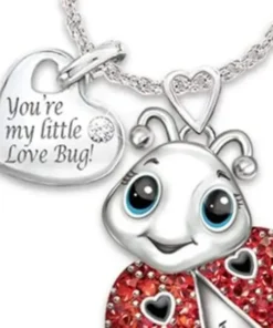 Silver Pink Ladybug Necklace