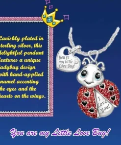 Silver Pink Ladybug Necklace