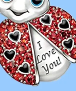 Silver Pink Ladybug Necklace