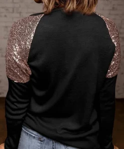 Glitter Sequin Long Sleeve Casual Top