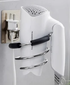 No Drilling Adhesive Stainless Steel Hair Dryer Holder