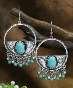 Tibetan Silver Geometric Boho Earrings