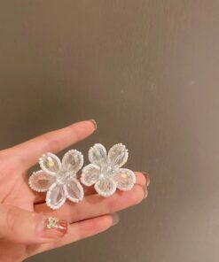 White Flower Peony Earrings For Women