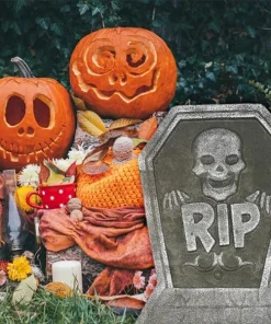 Foam Skeleton Halloween Tombstone