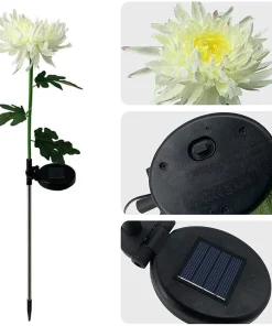 Spring Artificial Chrysanthemum Solar Garden Stake Led