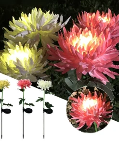 Spring Artificial Chrysanthemum Solar Garden Stake Led