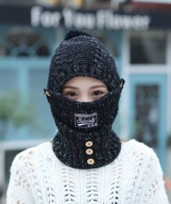 2-in-1 Mask Scarf Knitted Hat