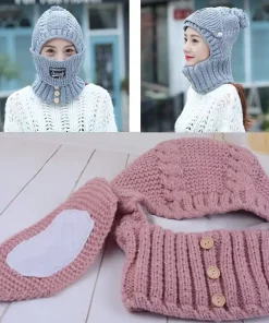 2-in-1 Mask Scarf Knitted Hat