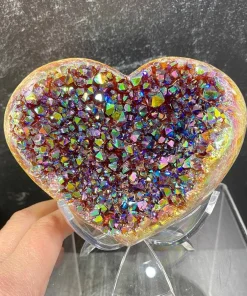 Heart Shaped Rainbow Crystal Cluster