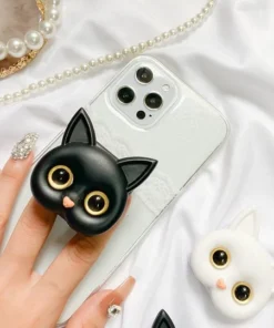 3D Cute Kitten Phone Holder with mini Mirror