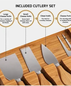 Bamboo Cheese Board and Cutlery Set