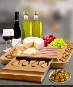 Bamboo Cheese Board and Cutlery Set