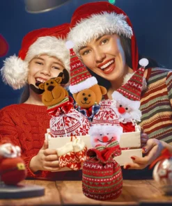 CHRISTMAS KNITTED DOLL GIFT BAGS