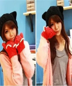 3D Knitted Cat Ear Beanie Cap