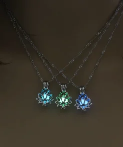 Lotus Flower Shaped Pendant Glowing Necklace