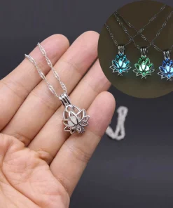 Lotus Flower Shaped Pendant Glowing Necklace