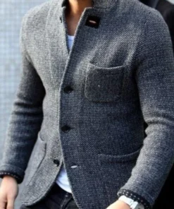 Men's Retro Grey Knitted Jacket