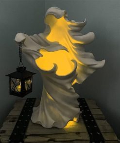 Halloween Ghost Holding Lantern Resin Statue