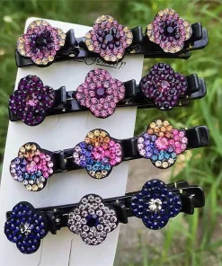Sparkling Crystal Stone Braided Hair Clips