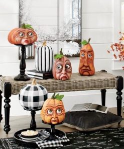 Expressive Pumpkin Faces Halloween Decoration
