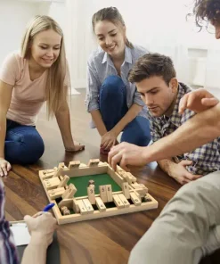 Wooden Board Game with Dice and Numbers