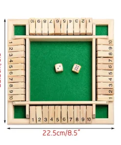 Wooden Board Game with Dice and Numbers