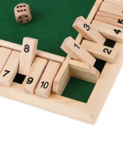 Wooden Board Game with Dice and Numbers