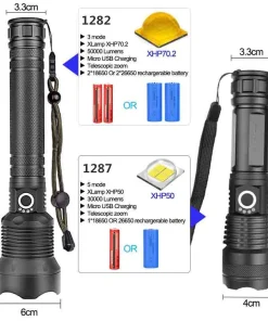 LED Rechargeable Tactical Laser Flashlight 90000 High Lumens