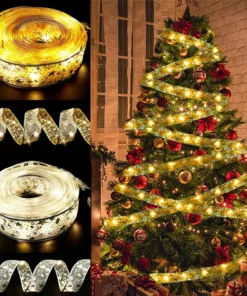 Fairy Lights String Christmas Ribbon Bow Tie