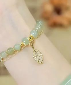 Hetian Jade Gold Leaf Bracelet