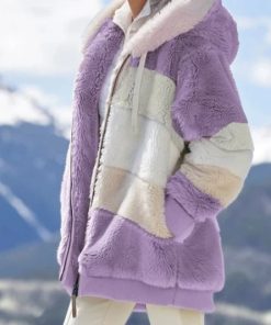 Rcontrasting Lamb Wool Padded Coat