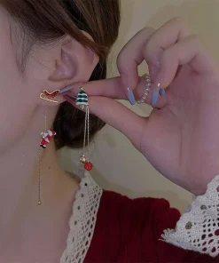 Sliding Santa Asymmetric Earrings and Santa Claus Climbing Rope